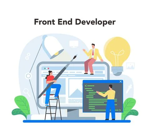 Frontend development concept. Website interface design improvement. Stock Illustration