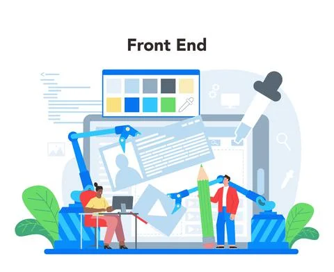 Frontend development concept. Website interface design improvement. Stockillustratie