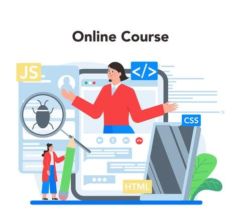 Frontend development online service or platform. Website interface Stock Illustration