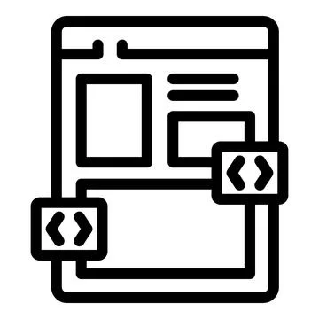 Frontend development process, creating user interfaces with code integration Stock Illustration