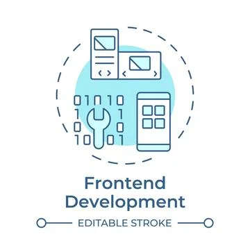 Frontend development soft blue concept icon Stock Illustration