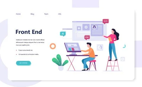 Frontend development web banner concept. Website interface Stock Illustration