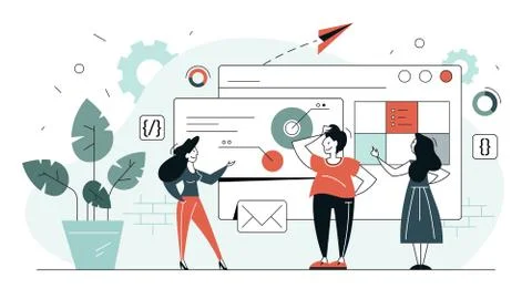 Frontend development web banner concept. Website interface Stock Illustration