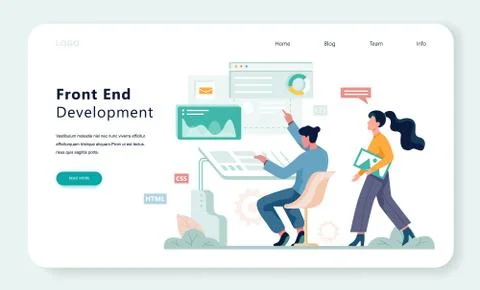Frontend development web banner concept. Website interface Stock Illustration