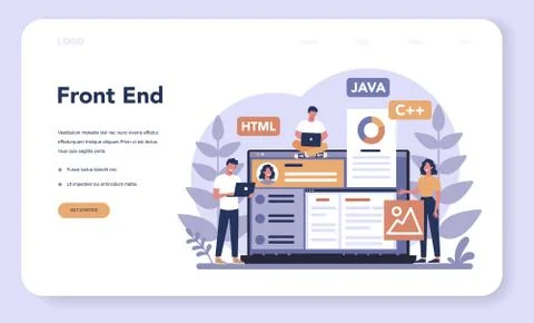 Frontend development web banner or landing page. Website Stock Illustration
