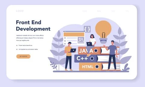 Frontend development web banner or landing page. Website 스톡 일러스트