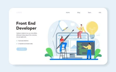 Frontend development web banner or landing page. Website interface Stock Illustration