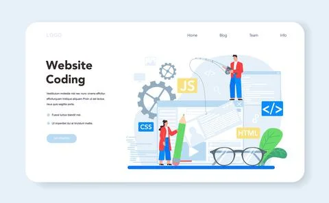 Frontend development web banner or landing page. Website interface Stock-Illustration