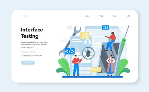 Frontend development web banner or landing page. Website interface 스톡 일러스트