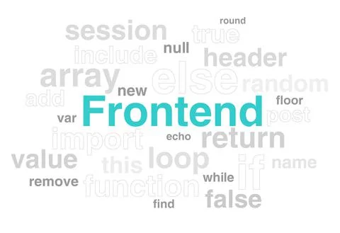 Frontend title with programming script phrases vector illustration concept Stock Illustration