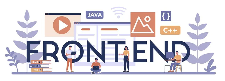 Frontend typographic header concept. Website interface design improvement. イラスト素材