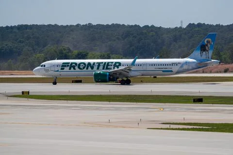 Frontier Jet on the Ground Stock Photos