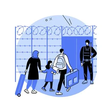 Frontier migration abstract concept vector illustration. Ilustración de archivo