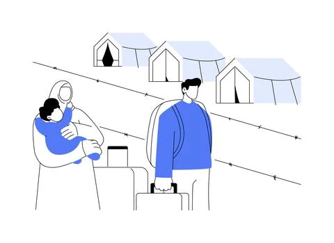 Frontier migration abstract concept vector illustration. Ilustración de archivo