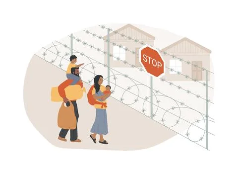 Frontier migration isolated concept vector illustration. Ilustración de archivo