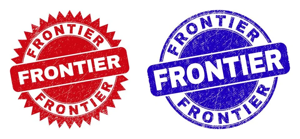 FRONTIER Rounded and Rosette Stamps with Corroded Texture Stock Illustration