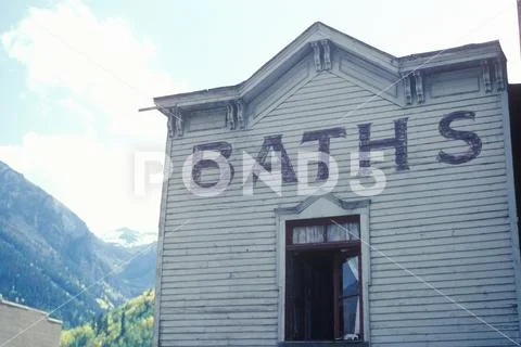 A frontier town bath house, Telluride, CO Stock Photos