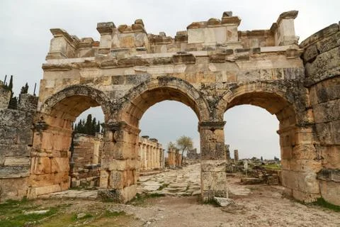 Frontinus gate of Hierapolis Stock Photos