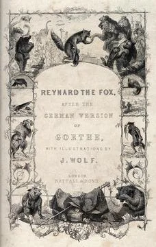 Frontispiece of the illustrated adventures of Reynard, the fox. Reproductio.. Stock Illustration