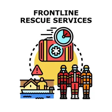 Frontline emergency rescue team providing urgent services Stock Illustration