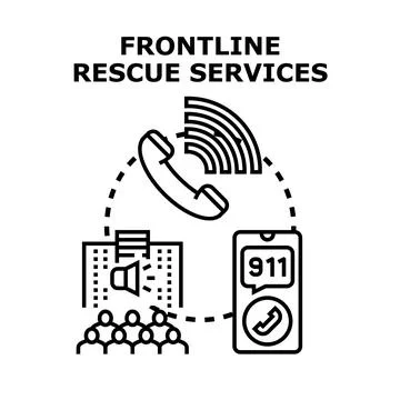 Frontline rescue services providing emergency support system Stock Illustration