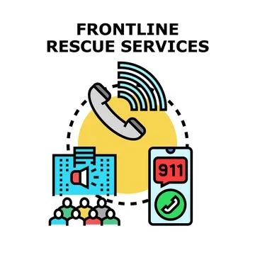 Frontline rescue services providing emergency support system Stock Illustration