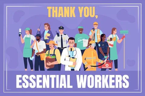 Frontline workers social media post mockup Illustrazione stock