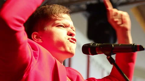 Frontman at the microphone Stock Footage 40451074