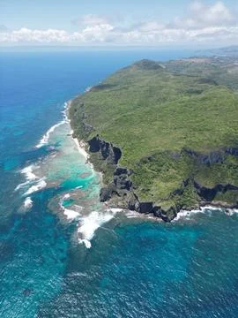 Fronton-Beach-Samana-Aerial-Cliffs-Sea-Photo-01 Stock Photos