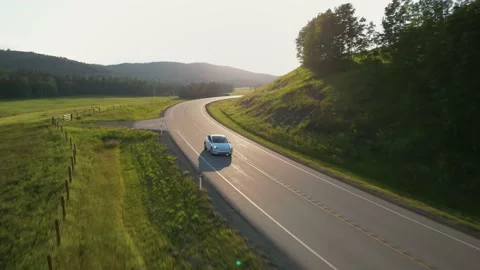 FrontRQtr LeftCurve Backlit Stock Footage 202291490