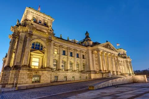 The frontside of the Reichstag in Berlin Stock Photos