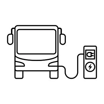 Frontside view of electric bus outline icon Stock Illustration