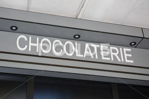Frontstore of an french chocolate shop Stock Photos
