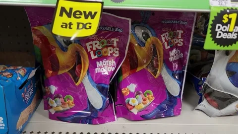 Froot Loop Marshmallow Grocery Bag Stock Footage 208432827