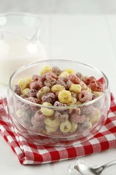 Froot Loops Cereal for Breakfast Stock Photos