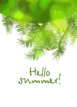 Fropical palm leaves frame botanical vector illustration. Exotic nature card  Stock Illustration