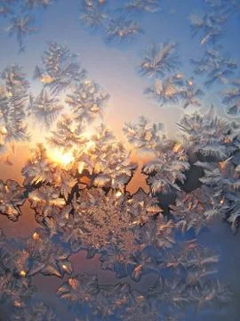 Frost and sun patterns Foto stock