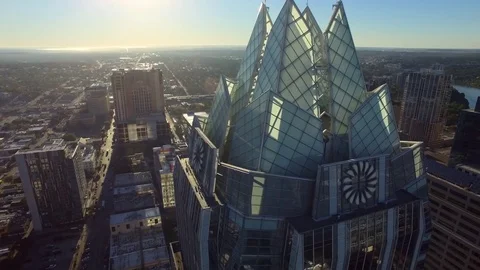 Frost Bank Tower Aerial Shot - Austin, TX Stock Footage