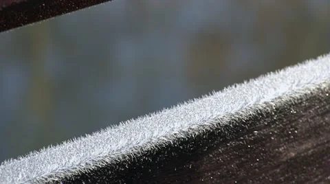 Frost on Bridge - River Flows Stock-Footage 12502724