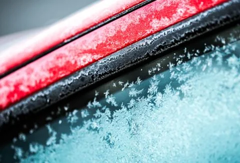 Frost on car window 库存照片