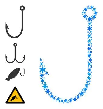 Frost Collage Fish Hook Icon with Snowflakes Illustrazione stock