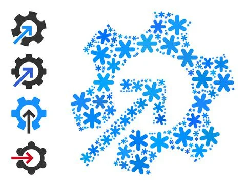 Frost Collage Gear Integration Icon of Snow Stock Illustration