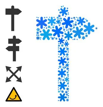 Frost Collage Road Pointer Icon with Snow Flakes イラスト素材