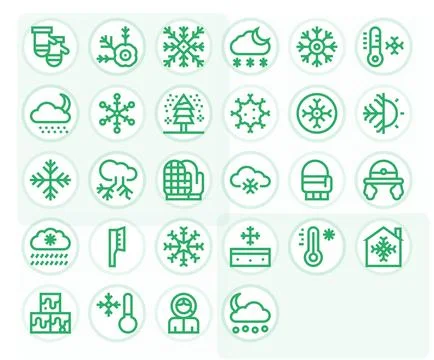 Frost Complete Vector Package with 28 64x64 Bold Line Pixel Optimized Icons Stock Illustration
