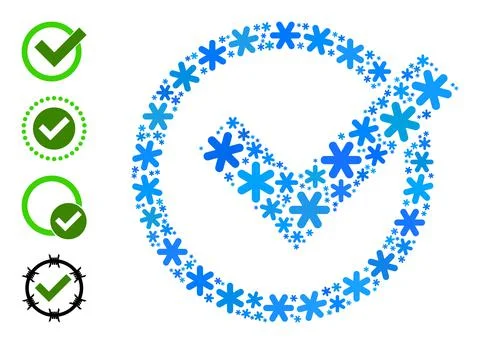 Frost Composition Accept Icon with Snow Flakes Stock Illustration