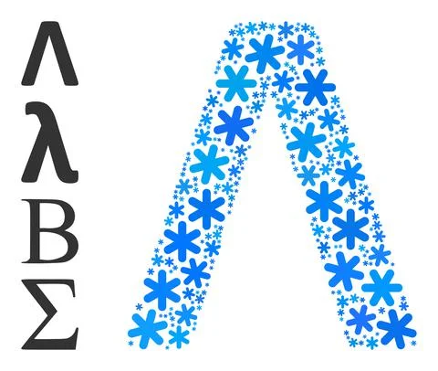 Frost Composition Lambda Greek Letter Icon with Snow 库存插图