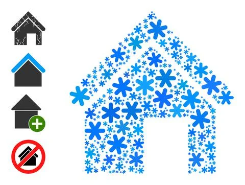 Frost Composition Old Decayed House Icon of Snow Flakes Stock Illustration
