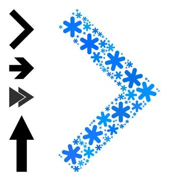 Frost Composition Right Direction Icon with Snow Flakes イラスト素材