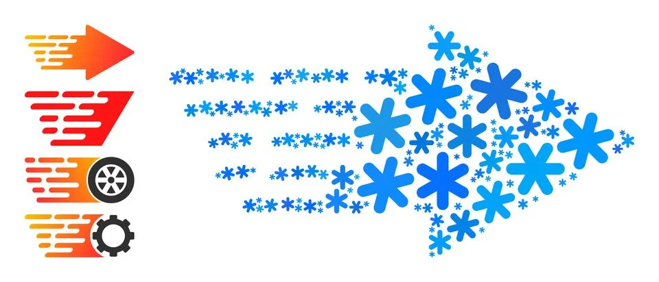 Frost Composition Rush Arrow Icon of Snow Flakes 스톡 일러스트