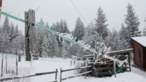 Frost covered clothesline Video stock 60611037